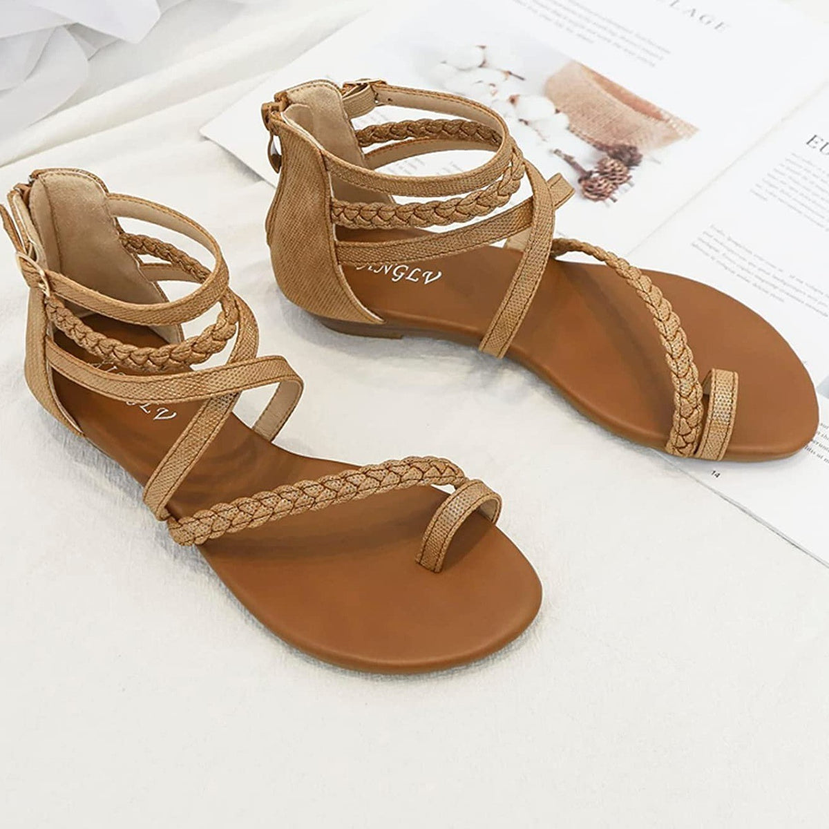 Women's US 7 Sandals Elastic Strappy String Thong Ankle Strap Flip Flops Summer