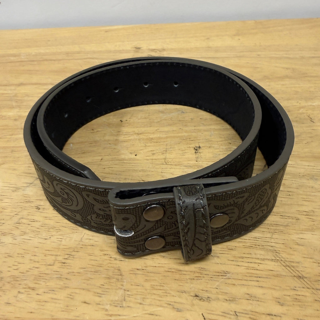 BC Belts Grey Western Leather Belt Strap XS (26-28" Waist) 1.5" Wide Embossed
