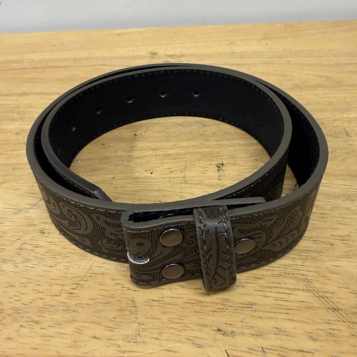 BC Belts Grey Western Leather Belt Strap XS (26-28" Waist) 1.5" Wide Embossed