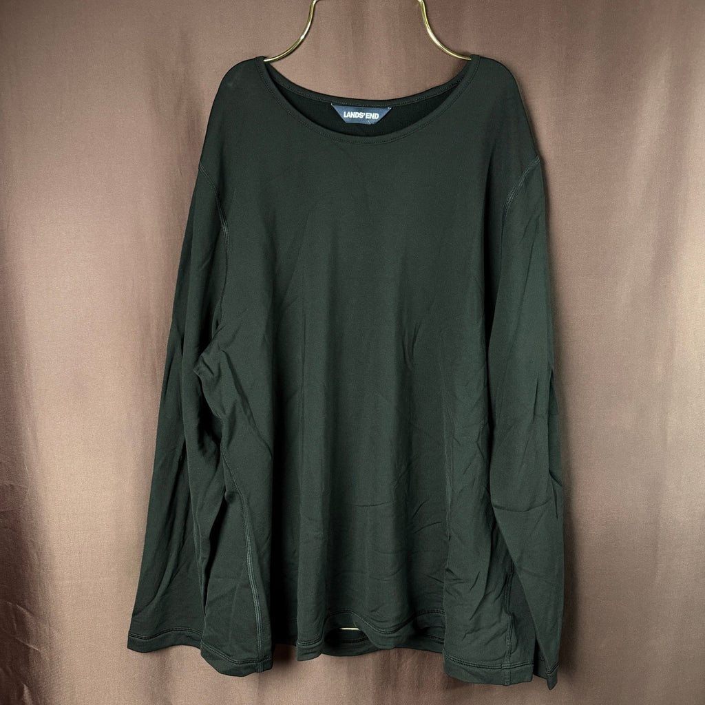 Lands' End Women's Plus 1X LONG Black Long Sleeve Rash Guard Swim Tee Shirt Top