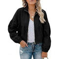 MSRP $43 Watashi Women's S Black Cropped Bomber Jacket Casual Lightweight
