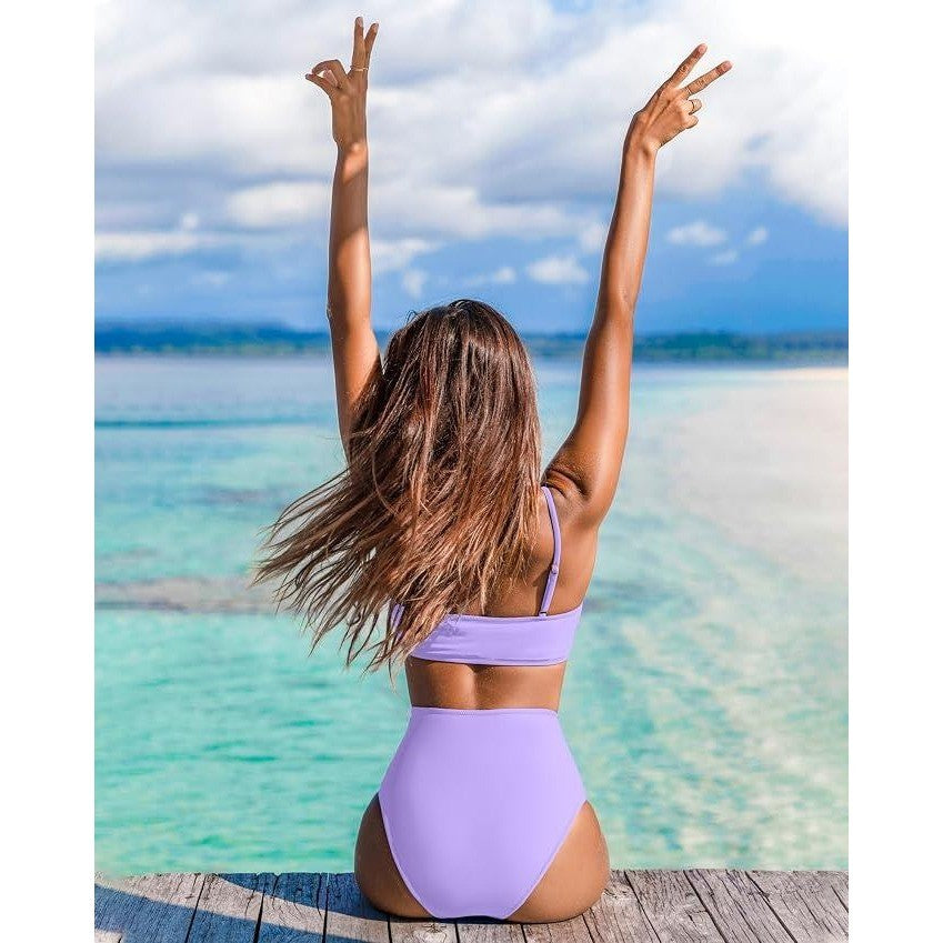 MSRP $39 Honlyps Women's M High Waisted Bikini Set Tummy Control 2 Piece Swims