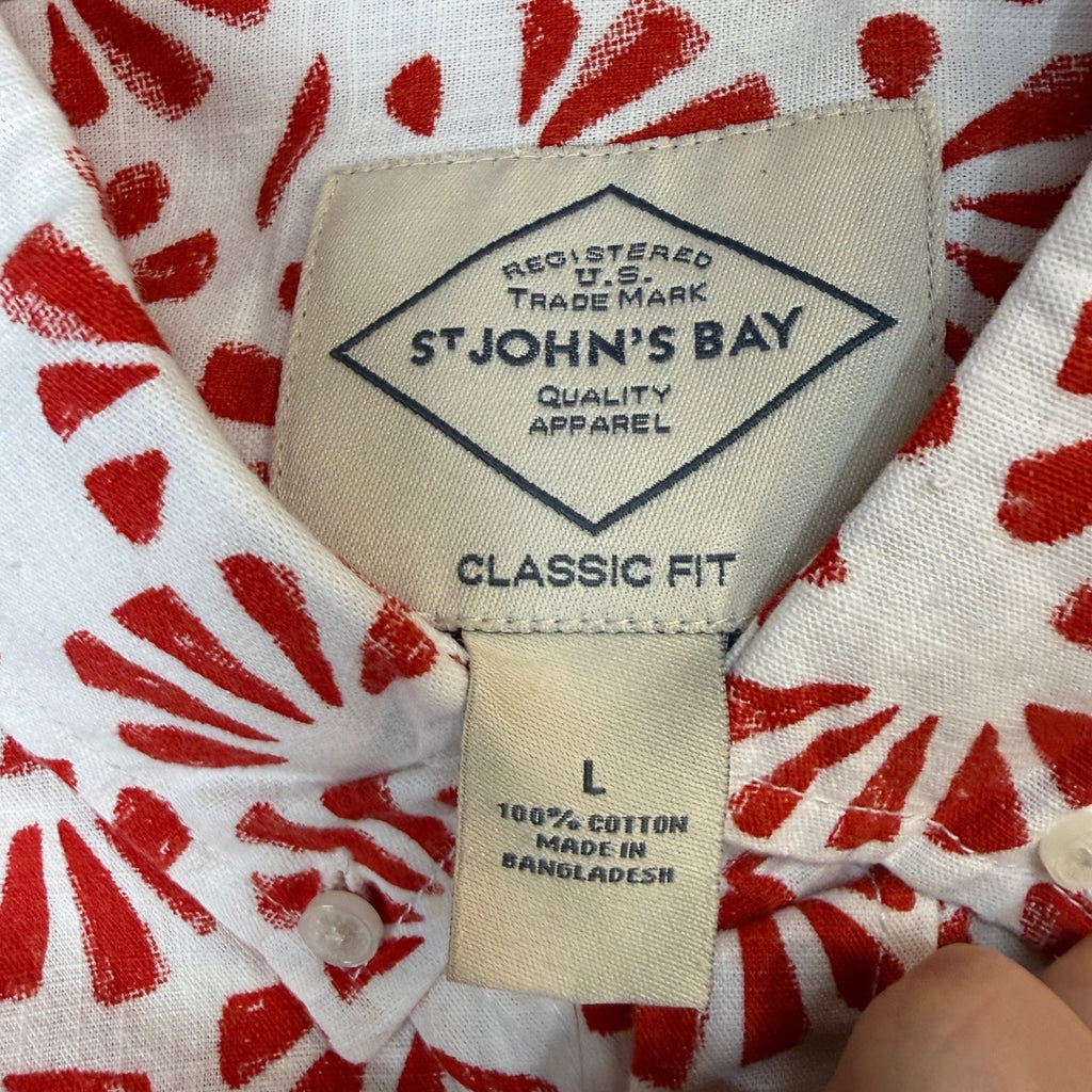 MSRP $34 St. Johns Bay Mens L Red Shell Classic Fit Button-Down Shirt