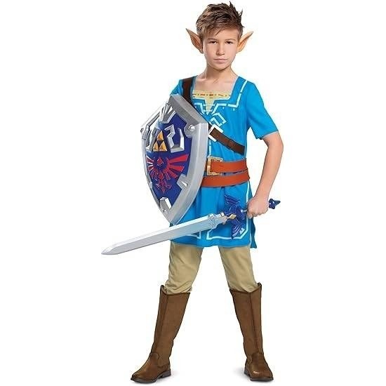 Kids XL Fantasy Hero Outfit, Blue Costume Includes Tunic and Ears Only, Video Ga