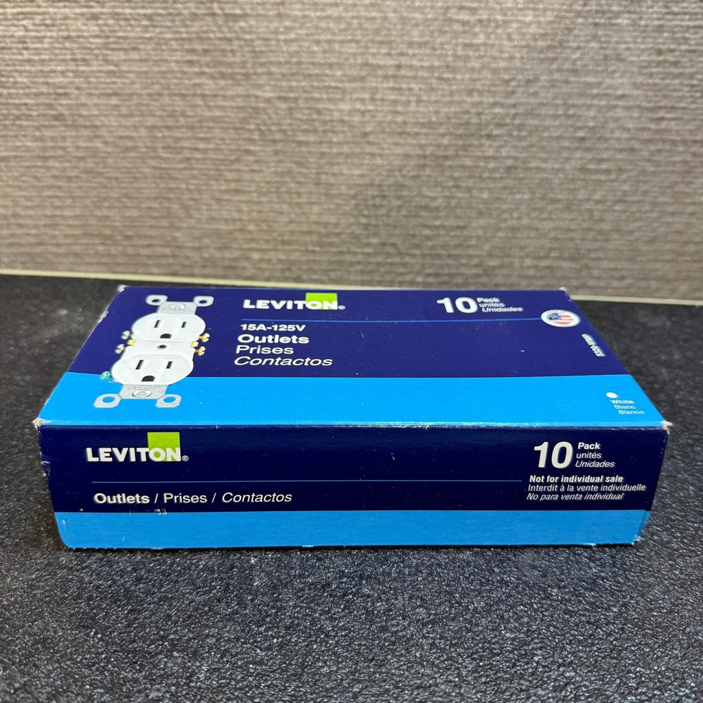 Pack of 10 Leviton 5320-WMP 15 Amp 125V Tamper Resistant Duplex Outlet White