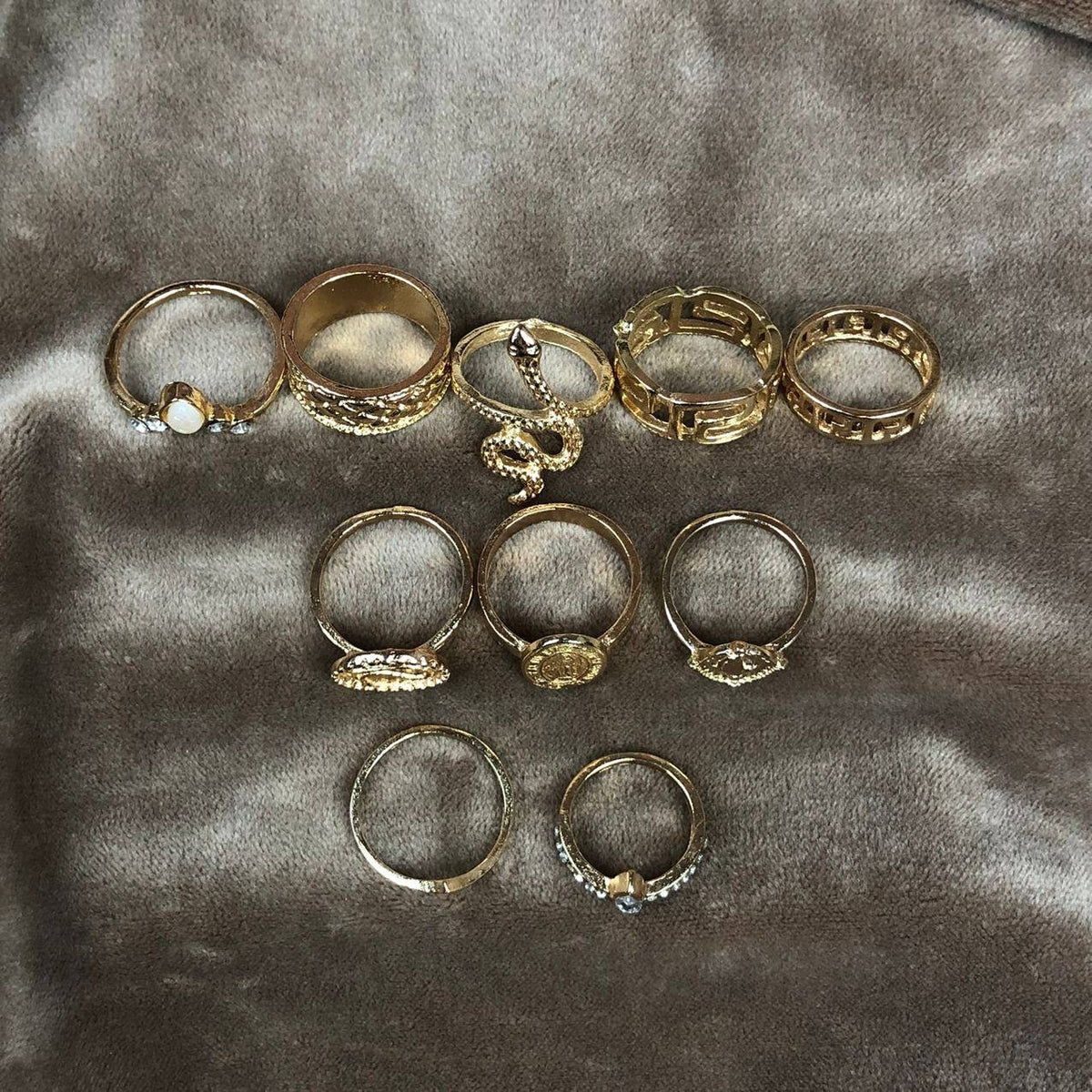 10 pcs Gold Ring Set, Boho Ring Set, Snake Ring, Stackable Rings for Women