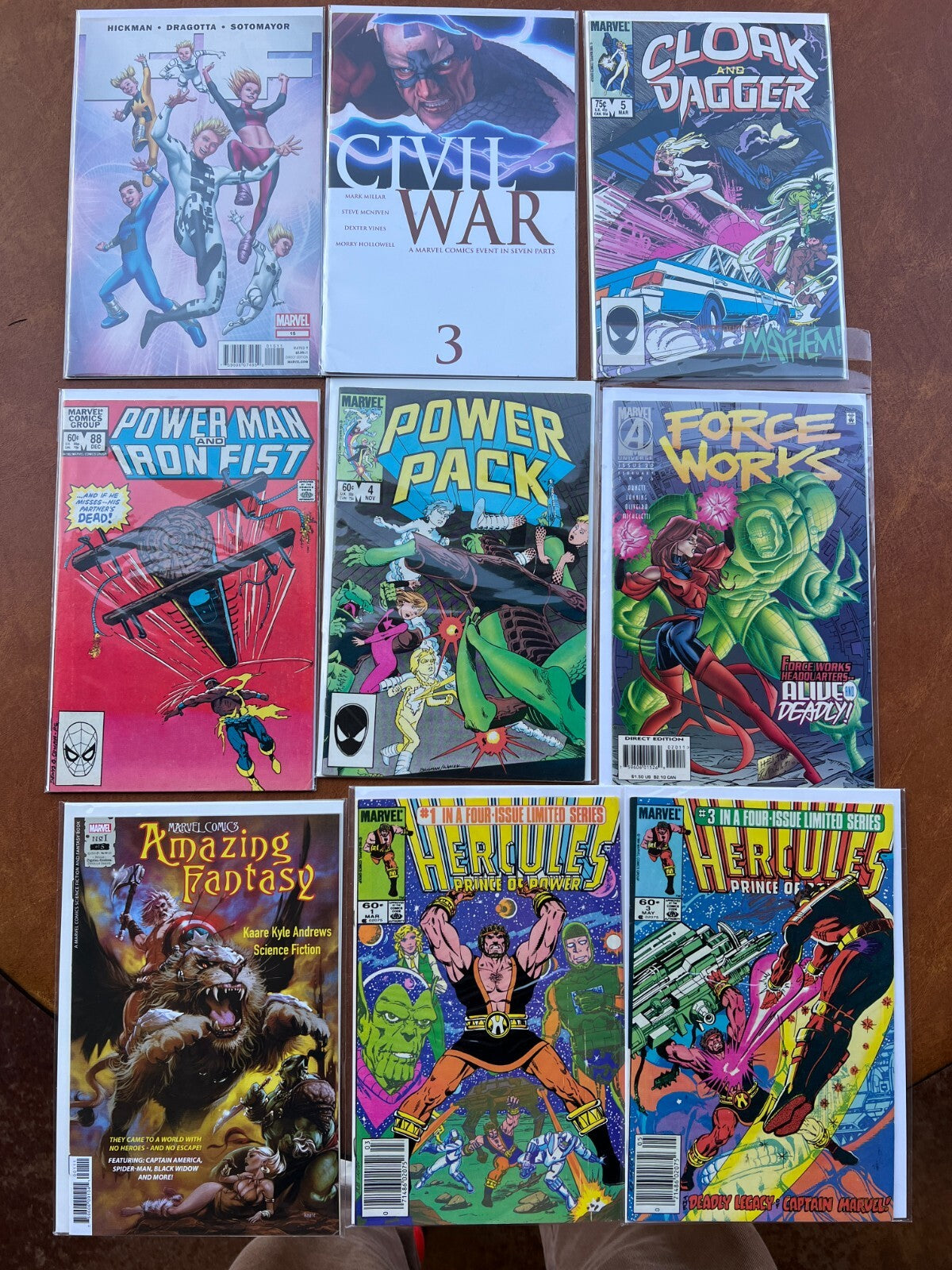 Lot of 9 Marvel Comics Civil War,Power Pack,Force Works,Amazing Fantasy,Hercules