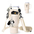 Water Bottle Holder Bag w/ Crossbody Strap Phone Pocket Sleeve Beige Straw Cove