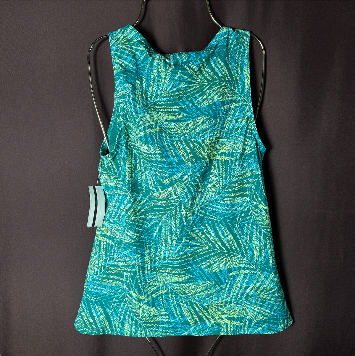 Lands' End Women's 4, 4 LONG High Neck Modest Tankini Green Swimsuit Top UPF 50