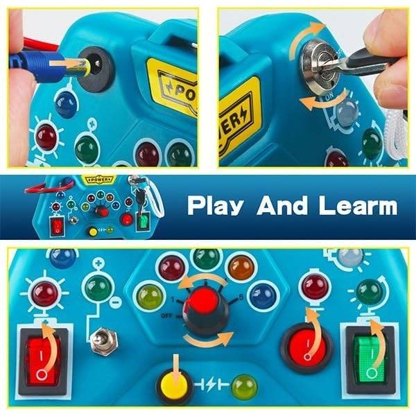 Montessori Sensory Toys with LED Light Switch Control Board Blue Educational