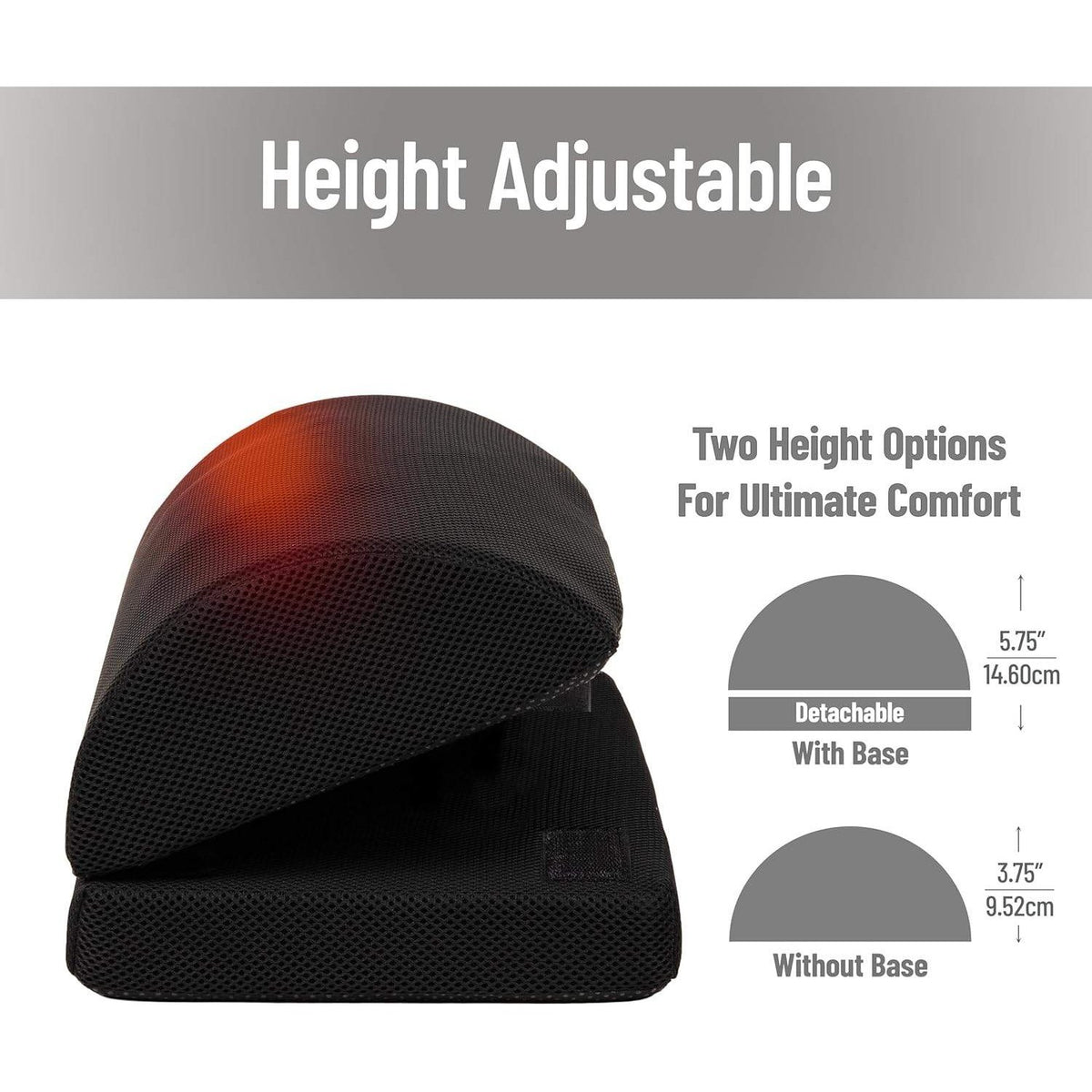 Mind Reader Heated Memory Foam Footrest, Black Under Desk Ergonomic Support