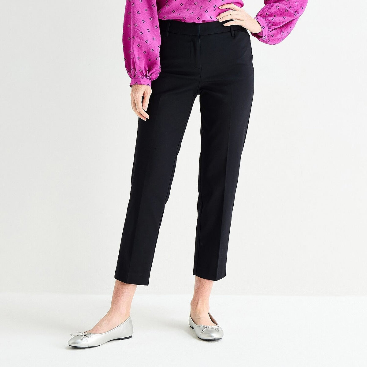 MSRP $54 Liz Claiborne Emma Womens 12 Black Straight Mid Rise Ankle Pants