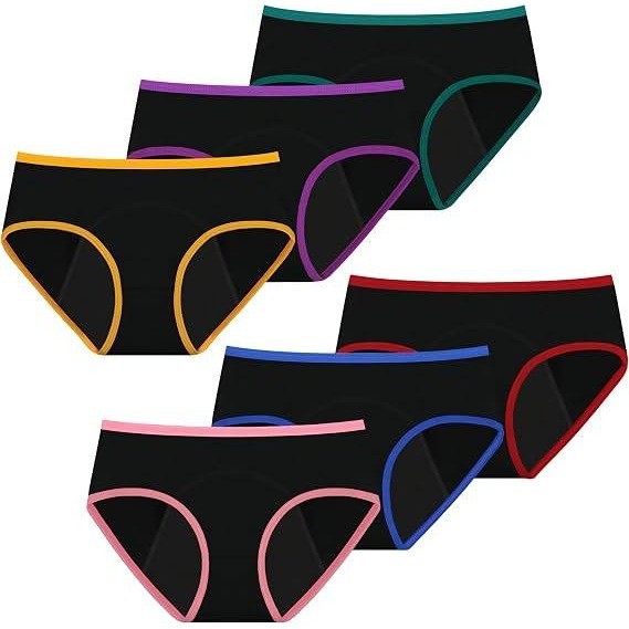 Set of 6 MSRP $23 Mesachy Girl's 2XL Period Underwear Period Panties for Teens