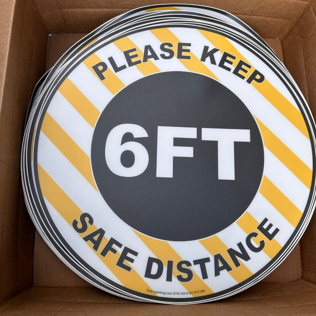 Lot of 5 Keep 6FT Safe Distance Sign 17.5" Round Vinyl Floor Decal VFS1288