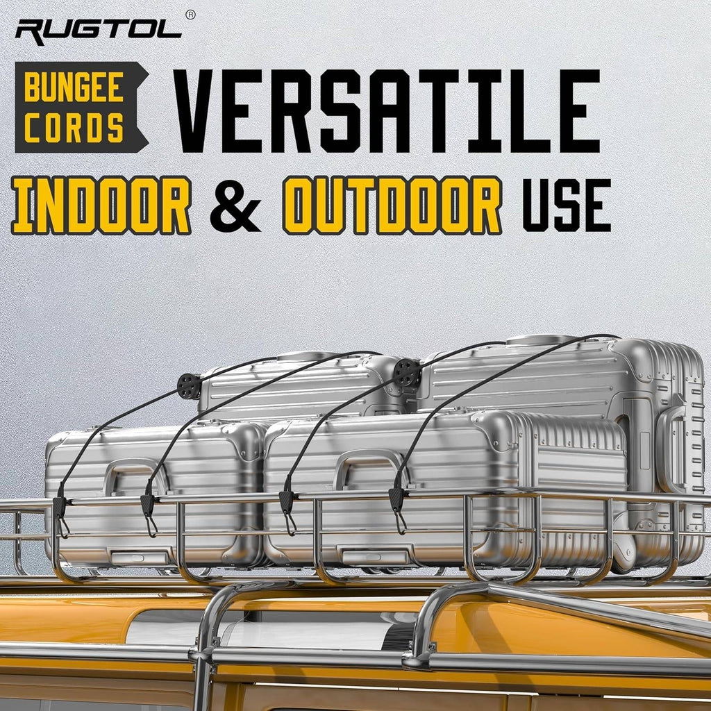 Pack of 6 Rugtol 60" Adjustable Bungee Cords w/ Carabiner Hooks Truck Bed, SUV