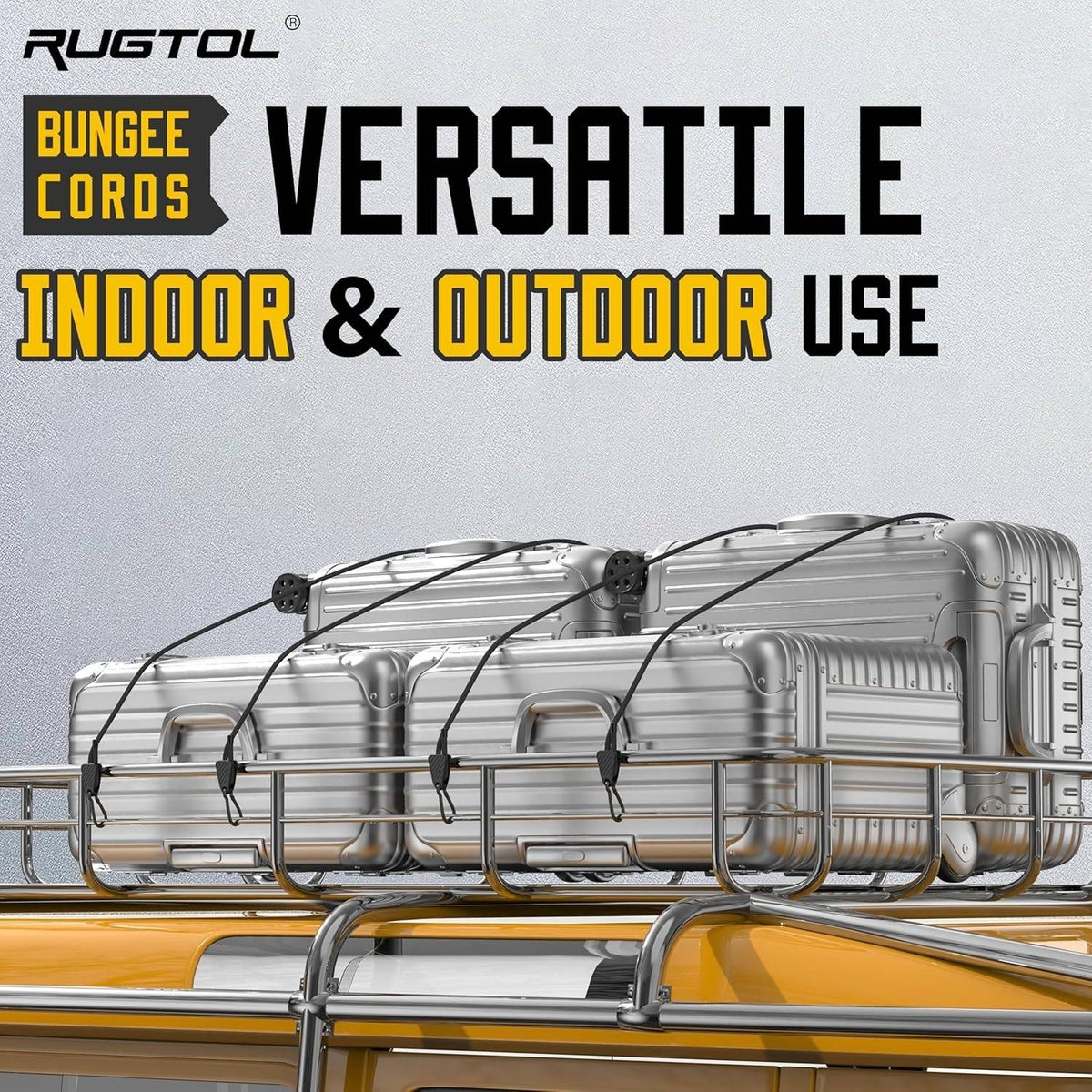 Pack of 6 Rugtol 60" Adjustable Bungee Cords w/ Carabiner Hooks Truck Bed, SUV