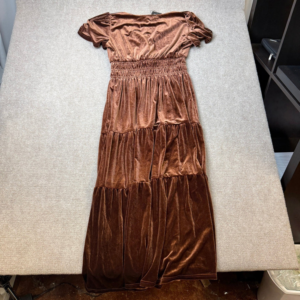 MSRP $55 R.Vivimos Women's L Fall Winter Vintage Velvet Maxi Dress Short Sleeve