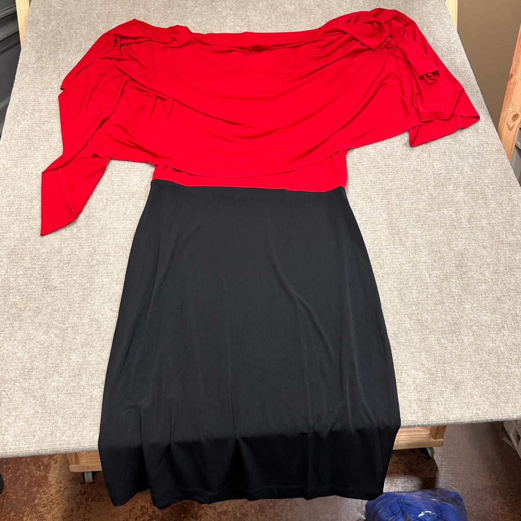MSRP $79 Connected Apparel Womens 6-16 Red/Black Dress w/ Cardigan