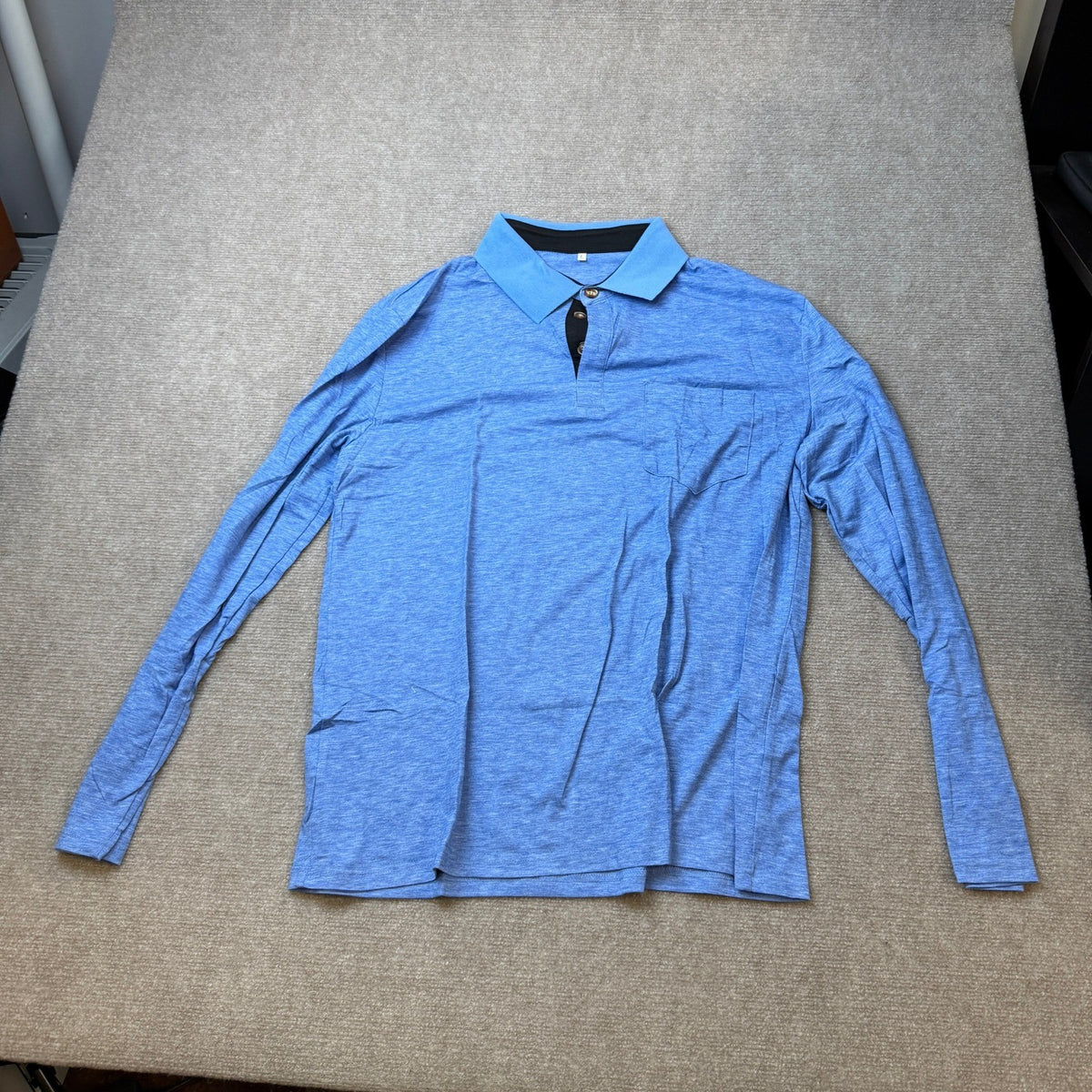 MSRP $36 Envmb Men's L Casual Long Sleeve Polo Shirt Button Collared Golf Shirt