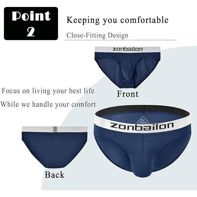 Set of 2 ZAIGGUT Zonbailon Men's M Red, Blue Classic Briefs Bulge Enhancing