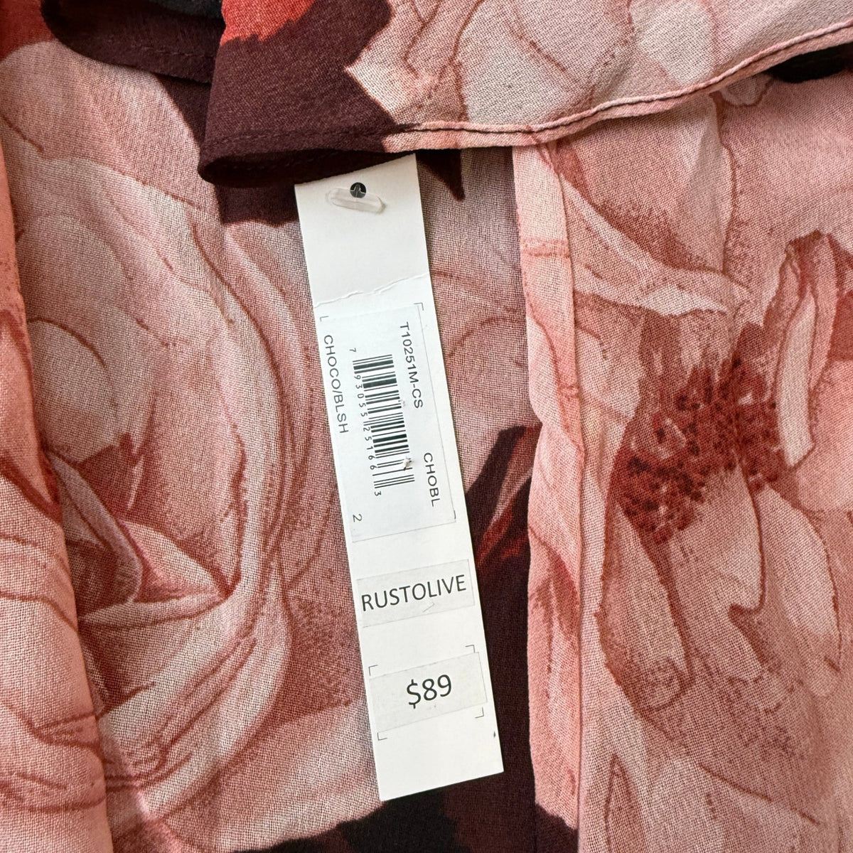 MSRP $89 Clover And Sloane Womens 2 Choco Blush Floral Shift Dress Long Sleeve