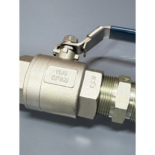 1-1/4" CF8M Stainless Ball Valve 1000WOG Assembly w/ Elbow & Adapter Fittings