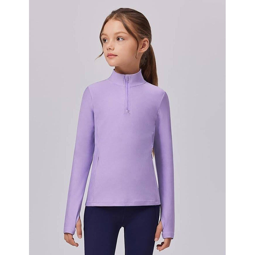 MSRP $28 Zaclotre Girls 5-6Y Fleece Long Sleeve Shirt Half Zip Pullover Sweatsh