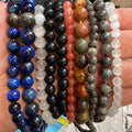 Set of 10 Natural Gemstone Round Beads Strands 15" Sizes 6,8,10 mm 14oz №B21