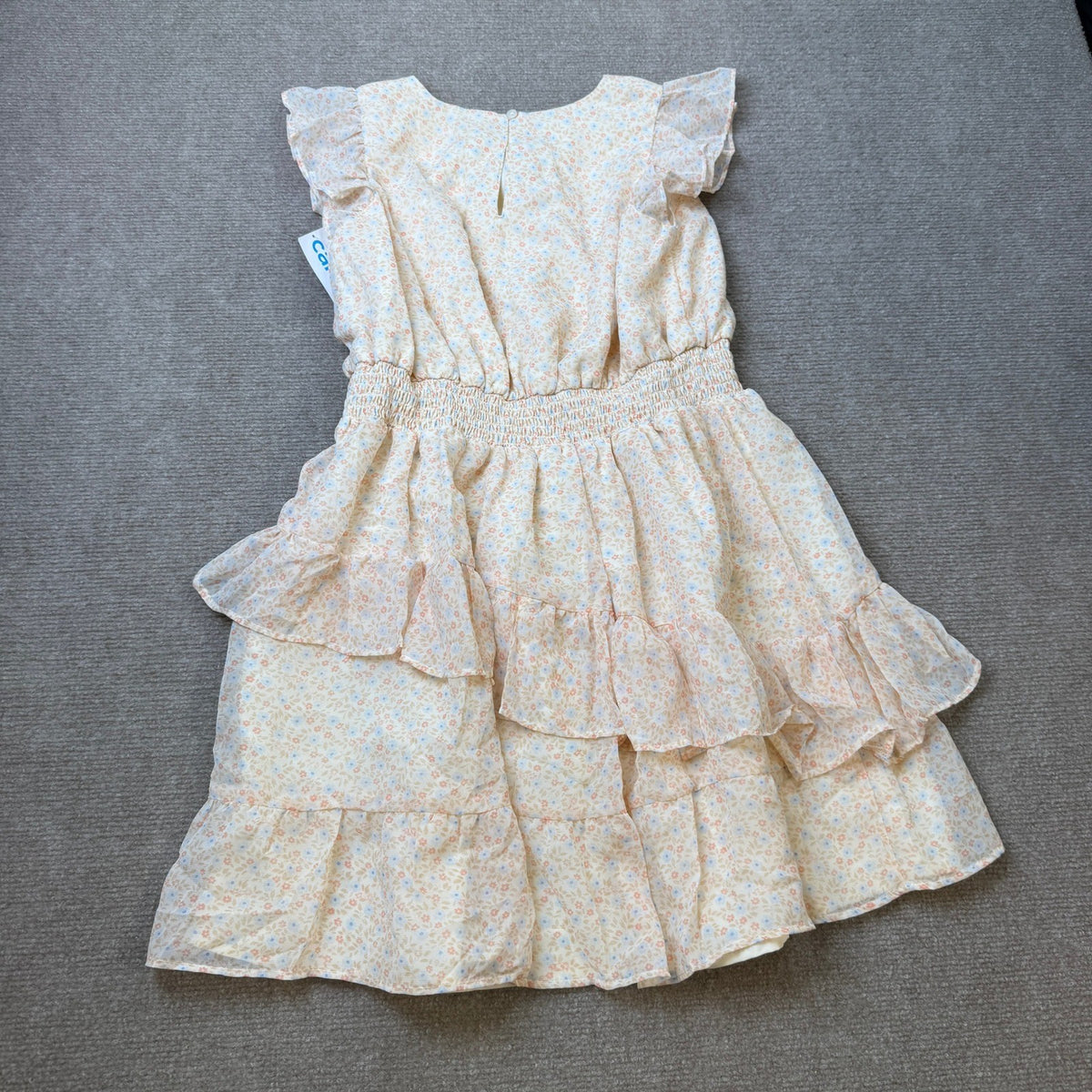 MSRP $49 Carter's Kid Girls 14 Peach Floral Print A-Line Dress Flutter Short