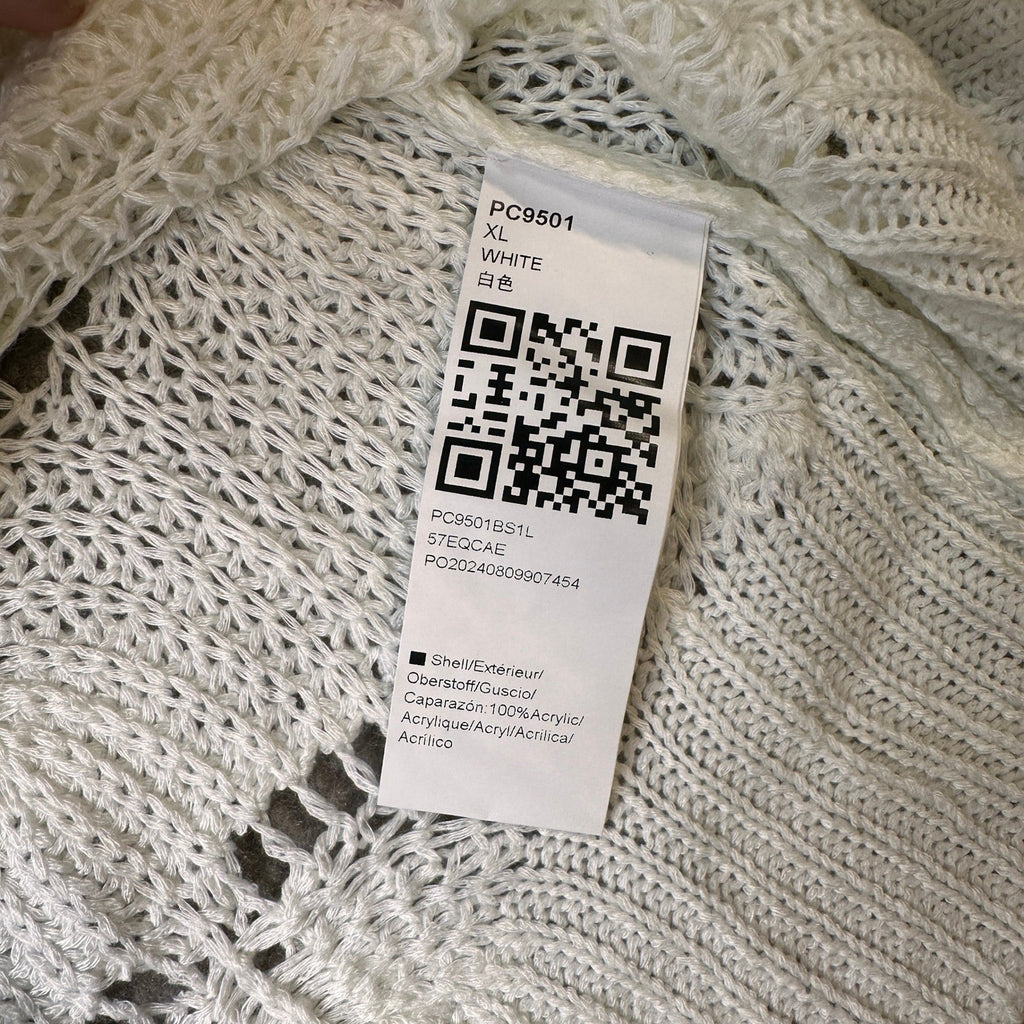 Women's XL White Crochet Knit Beach Cover Up Dress Sleeveless Open Weave Summer