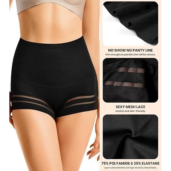Set of 3 ASIMOON Women's S Tummy Control Boyshorts Underwear Stretch High Waiste