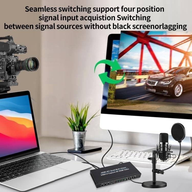 NK-941S HDMI 4x1 Quad Multi-Viewer USB 3.0 Capture 4K HDMI Video W/O REMOTE
