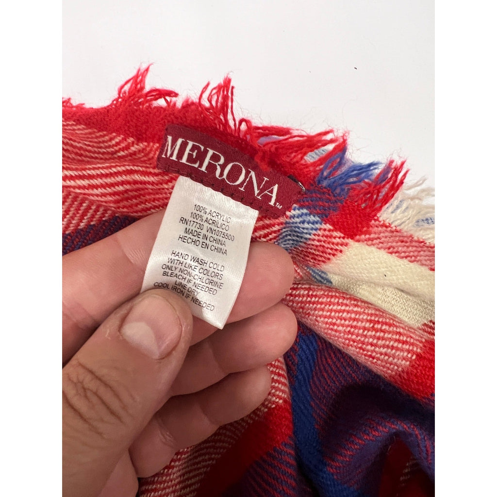 Set of 2 New Women's Scarves - Merona Red/Blue Plaid, NWT Lane Bryant Coral Knit