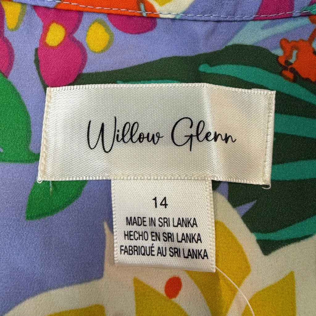 MSRP $89 Willow Glenn Womens 14 Green Multi Floral 3/4 Sleeve Balloon Dress