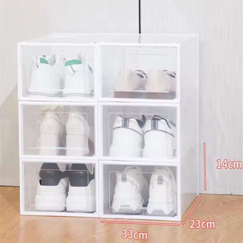 Plastic Shoe Storage Boxes Clear/White Stackable Foldable Organizer Drawer Case