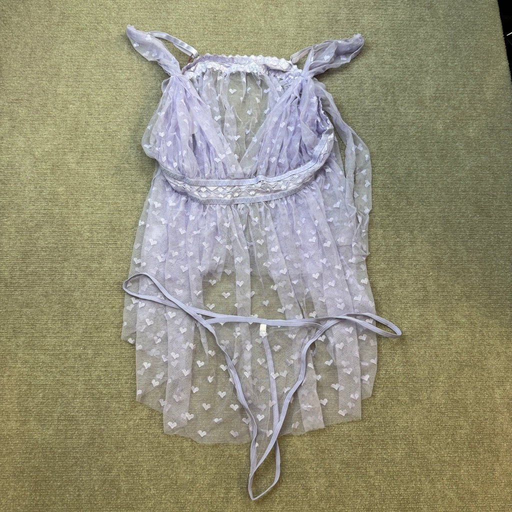 MSRP $26 Avidlove Women's Plus Size 20W Lilac Lingeire Lace Babydoll Mesh