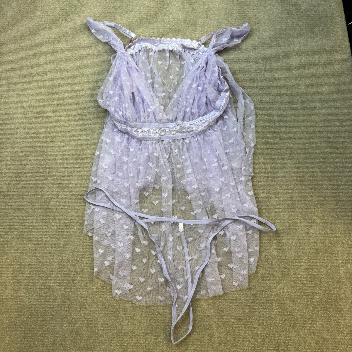 MSRP $26 Avidlove Women's Plus Size 20W Lilac Lingeire Lace Babydoll Mesh