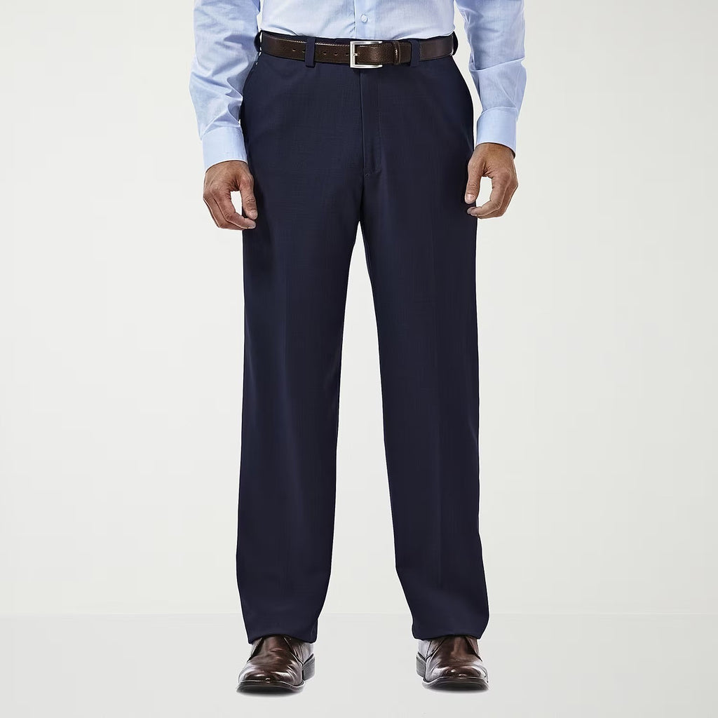 MSRP $70 Haggar HD00218 E-CLO Stria Men's 42x32 Blue Classic Fit Dress Pants