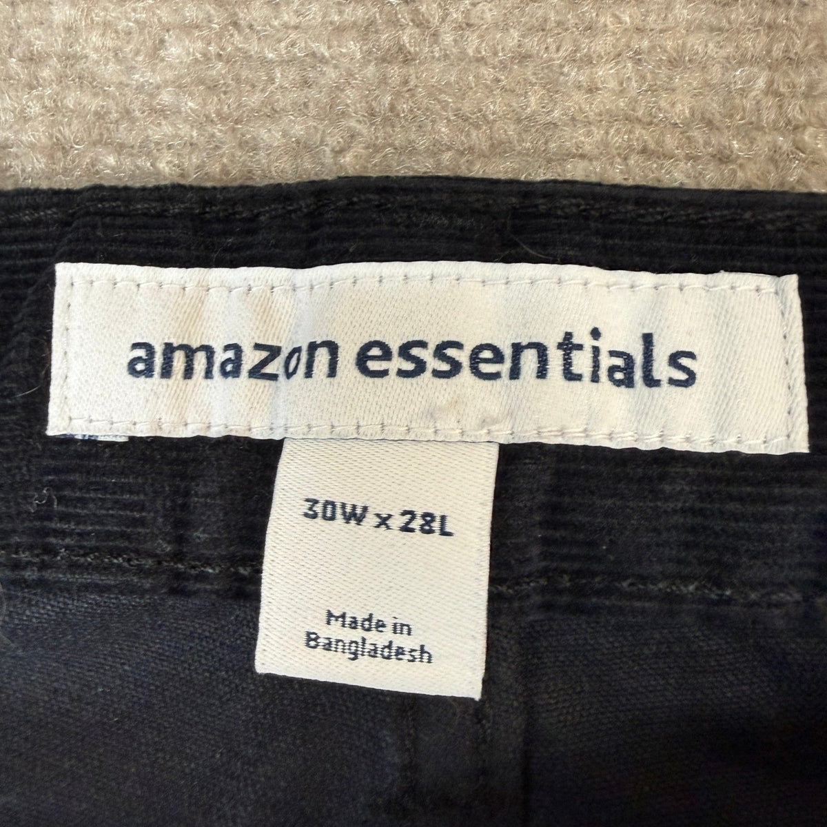 Amazon Essentials Men's 30x28 Straight Fit 5 Pocket Stretch Corduroy Pant Black