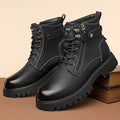Men's US 9.5 Black Hiking Boots Lace Up Side Zipper Ankle Casual Shoes Outdoor