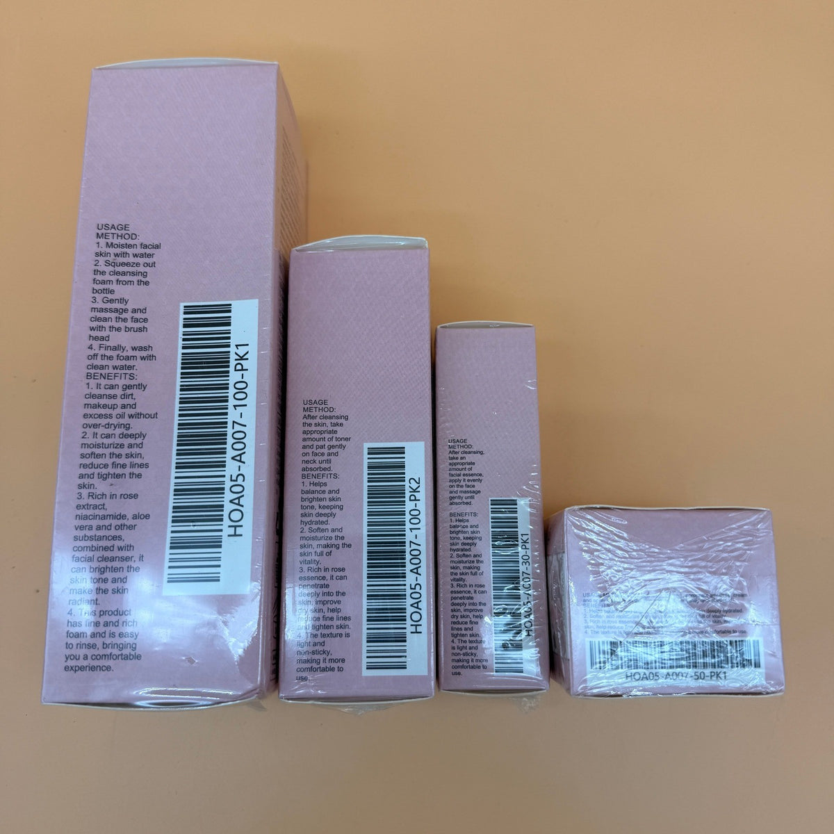 Set of 4 Hydrating Face Care Serum, Cleanser Foam, Toner, Cream, EXP 02/2027
