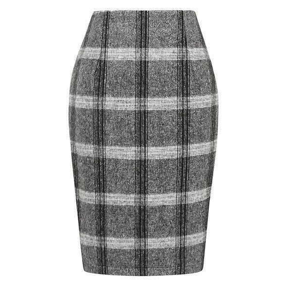 MSRP $45 IDEALSANXUN Women's Grey L Plaid Skirts for Fall Winter Knee L