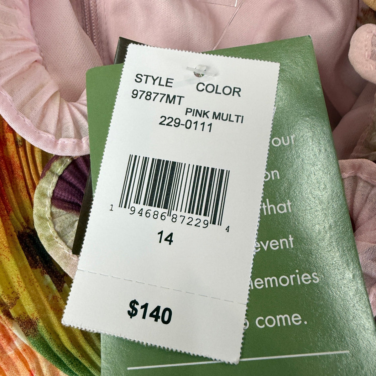 MSRP $140 Melonie T Womens 14 Pink Multi Floral Sleeveless Evening Gown V Neck
