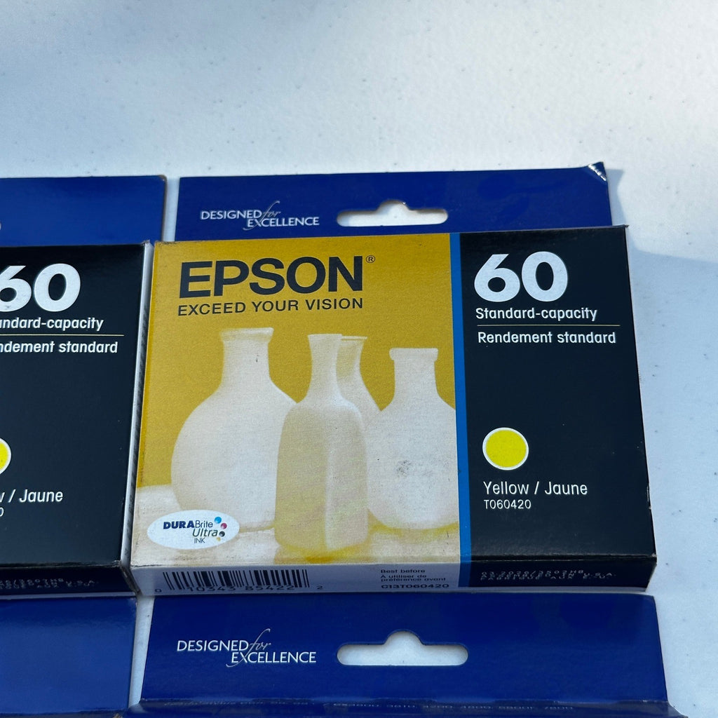 Set of 4 Epson 60 T060420 Yellow Ink Cartridge EXP 01/2026 Standard Capacity