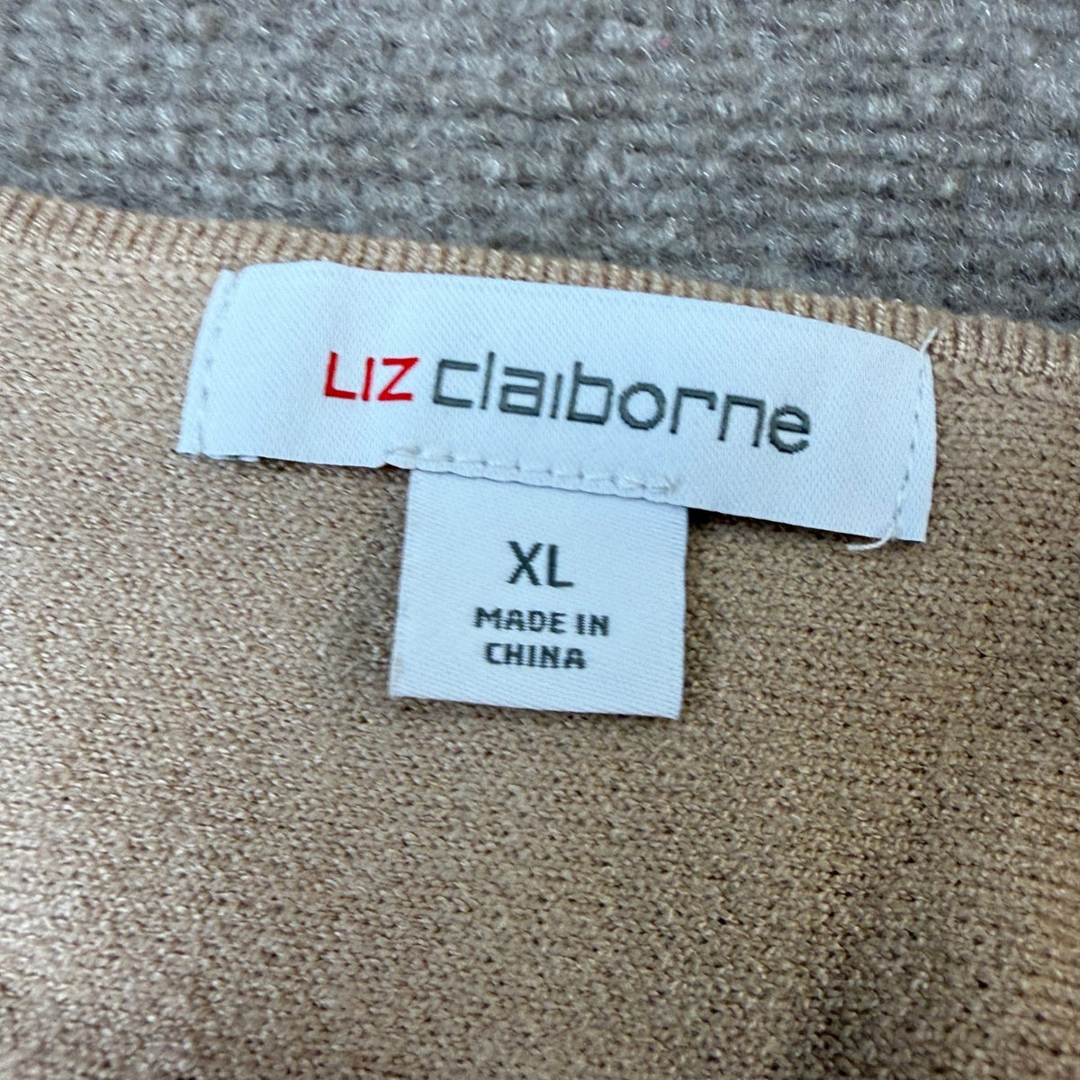 MSRP $48 Liz Claiborne Womens XL Coastal Beige Long Sleeve Button Cardigan