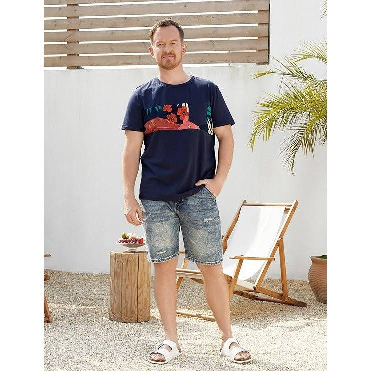 NWT PatPat Men's XL Navy Blue Tropical Print Pocket T-Shirt Short Sleeve