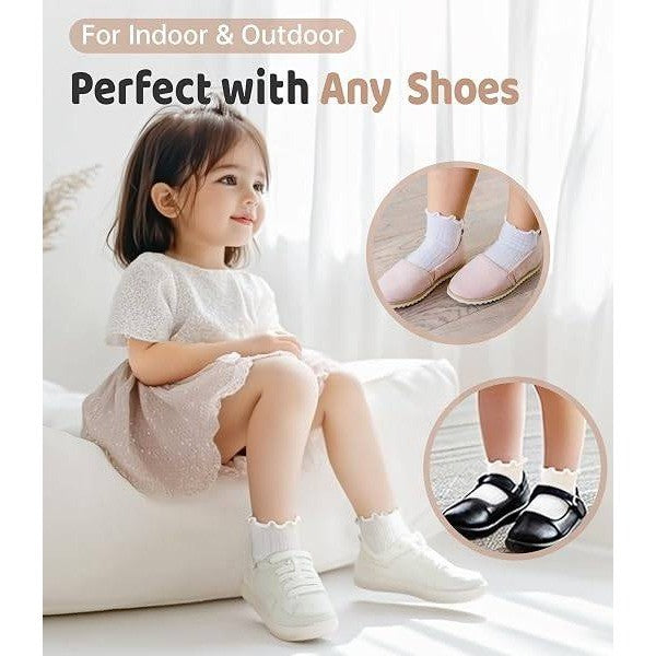 MSRP $21 Simply Kids 6 Pairs 6-12 Months Ruffle Socks, Baby Little Girl Kids G