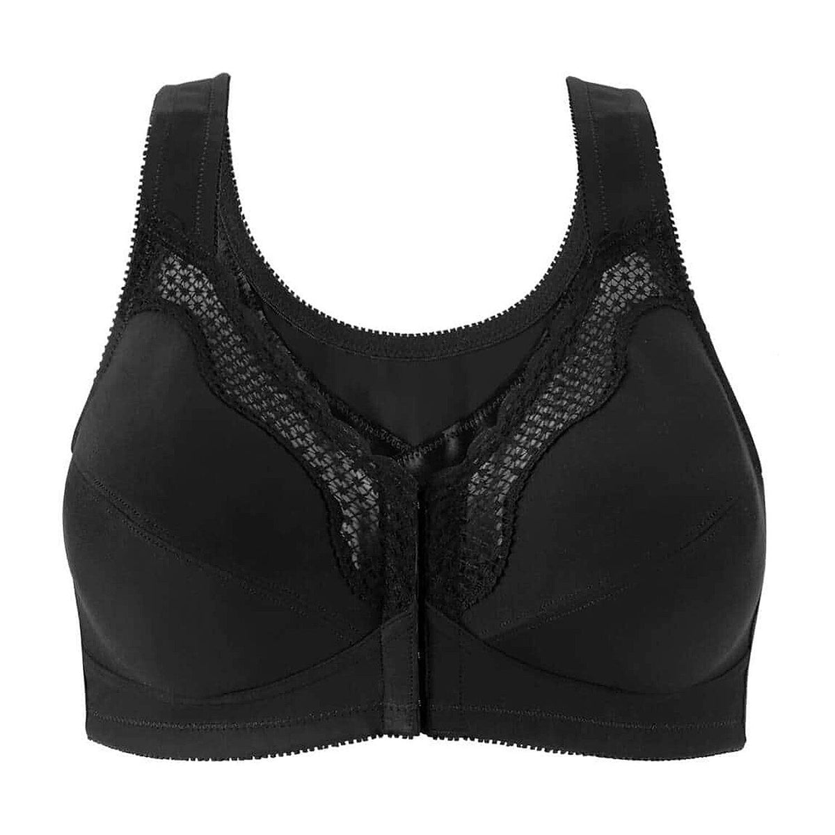 Exquisite Form 5100531 Womens 46B Black Fully Wireless Front Closure Posture Bra