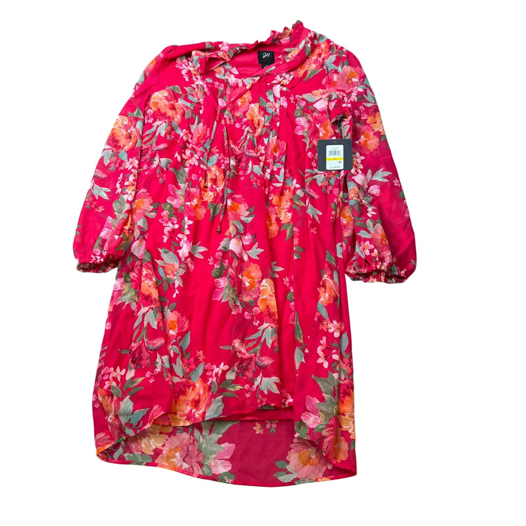 MSRP $89 Jessica Howard Womens M Floral Split Tie Neck Shift Dress Long Sleeve