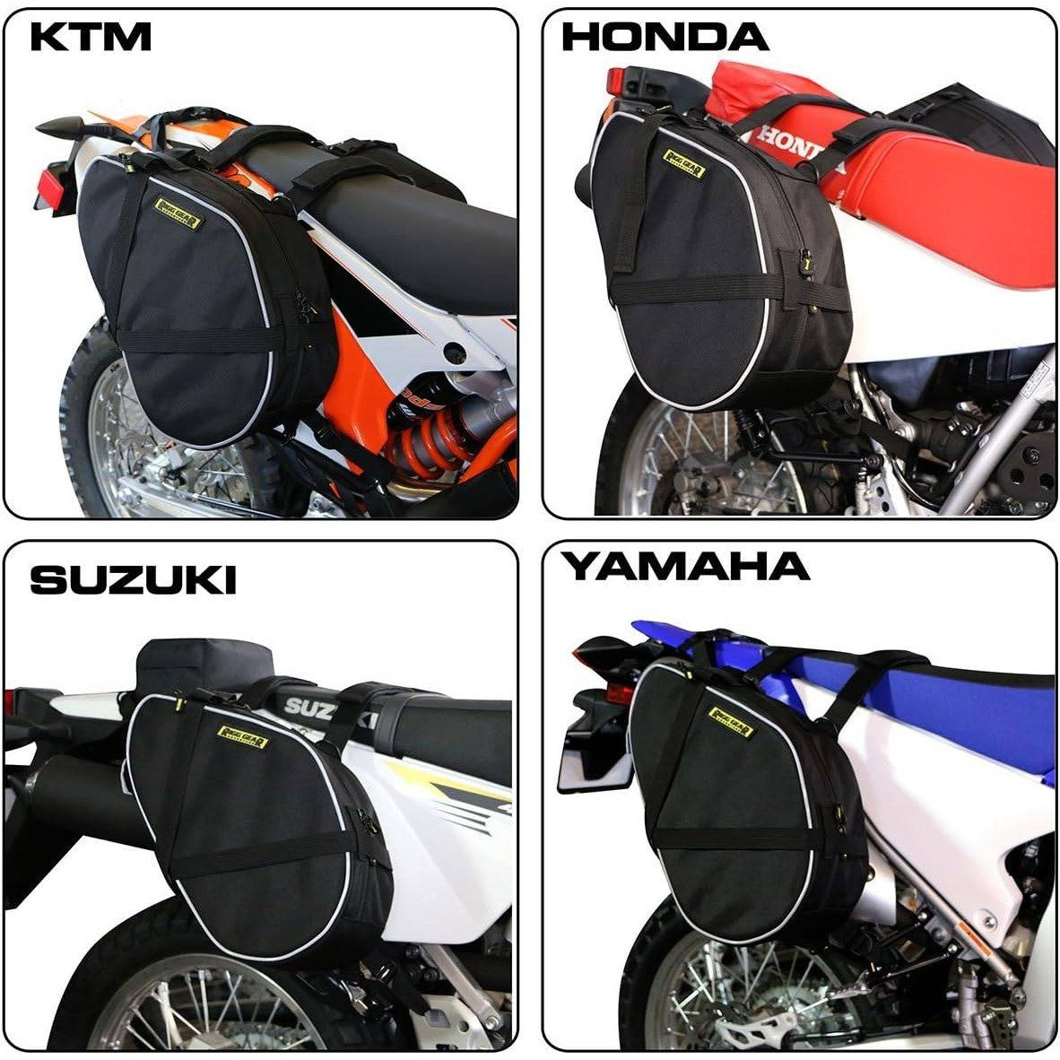 Set of 2 Nelson-Rigg RG-020 Black Dual Sport Enduro Saddlebags, Fits KTM Hond